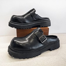 Men Leather Mules Fashion Outdoor Casual Slipper Slip-On Half Walking Work Shoes