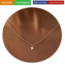 Cross Necklace for Women, 14K Gold Plated Tiny Cross Pendant Necklace Sim