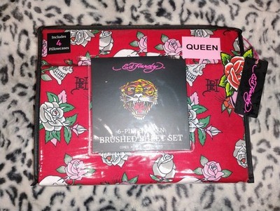 Ed Hardy Red Six Piece Queen Sheet Set.