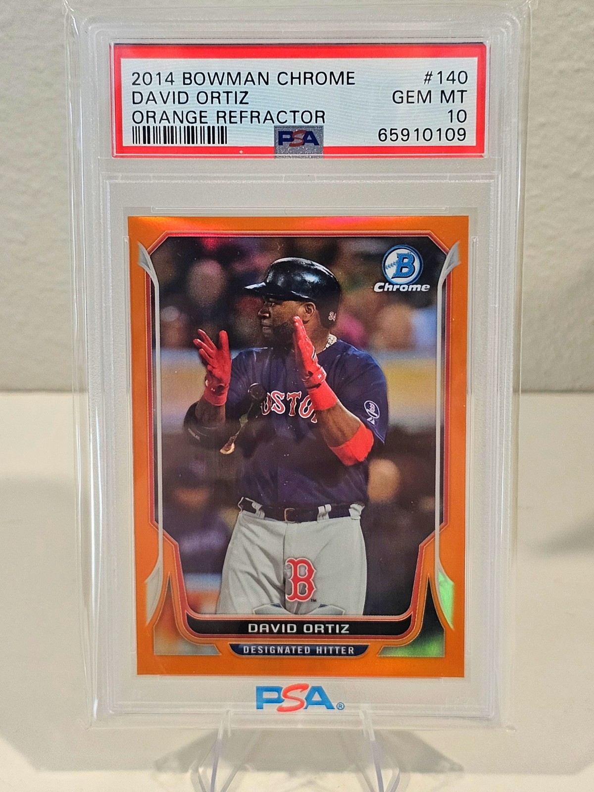 2014 Bowman Chrome Orange Refractor David Ortiz /25 PSA 10 MINT SSP Red Sox