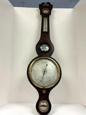 Edwardian Inlaid Mahogany Aneroid Banjo Barometer with Thermometer — listing 2