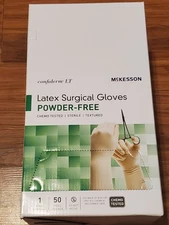 50-Pairs McKesson Confiderm LT Latex Surgical Glove Powder Free Size 7 02/2025