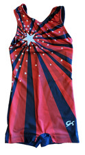 GK Stars CS Gymnastics Dance Leotard Child Small Red White Blue Stars Unitard