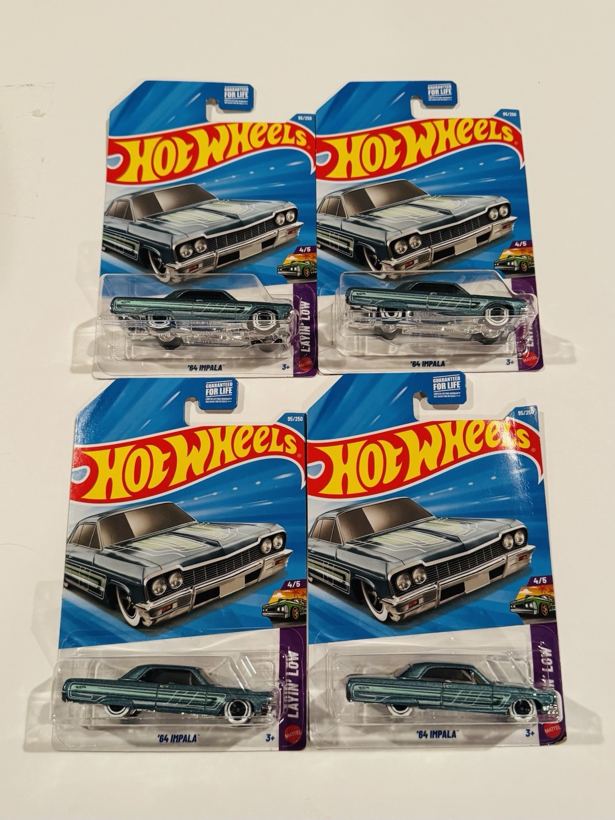 Hot Wheels 2026 1964 Chevrolet Impala Mainline Blue 1:64 Diecast Car Lot Of 4