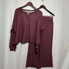 Honeydew Women's Lounge Set Sz Medium Heather Burgundy New Wide Leg Pants