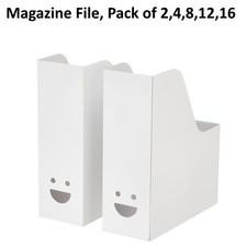 A4 Magazine File Holder 2 Pack White Cardboard Document Organiser Office Desk UK