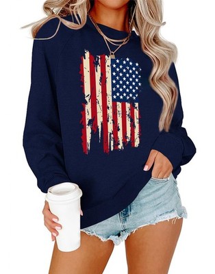 Fourth Of July Shirts for Women Fall Sweatshirts American Flag Shirt Blouse L...