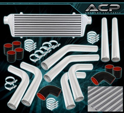 27.5'' X 7.25'' X 2.5'' Front Mount Intercooler 2.5'' T6061 Aluminum Pipe Piping Kit