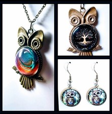 Owl Themed Jewelry Gift Set 2 Necklaces And One Pair Of Earring Owls