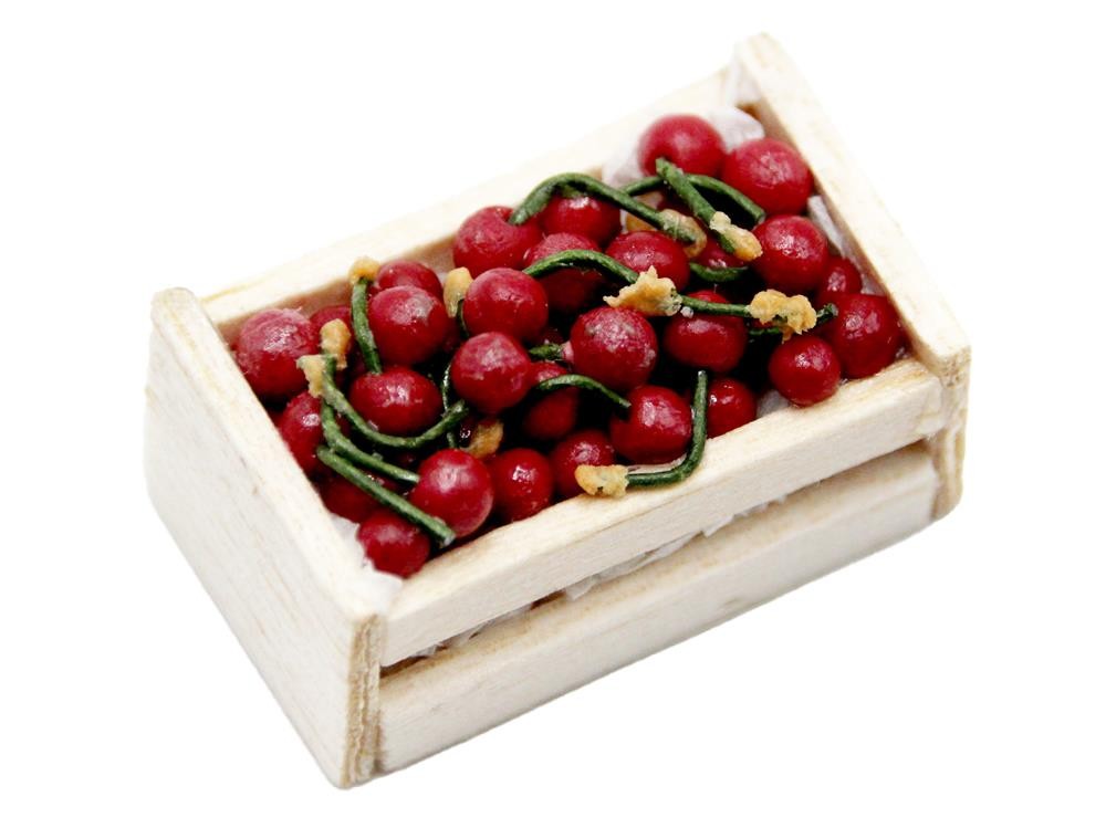 Dolls House Box Crate of Cherries Market Stall Greengrocers Store Shop Accessory