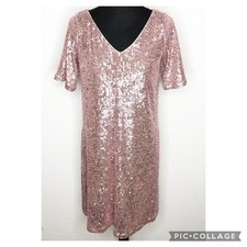 Ann Taylor pink sequin v neck shift dress size 2 NWT cocktail party feminine