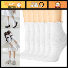 Cute Ruffle Ankle Socks for Women - Warm Knit Cotton Frilly 6 Pack, Winter Fashi