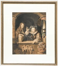Manner of Gerrit Dou (1613-1675) - Framed Watercolour, A Doctor's Visit