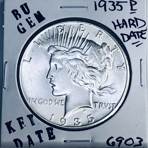 1935 P BU GEM PEACE SILVER DOLLAR UNC MS+++ U.S. MINT RARE KEY COIN 6903