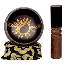 Sun in Moon Singing Bowl Set by Black Etched Sound Bath Bowl Instrument U...
