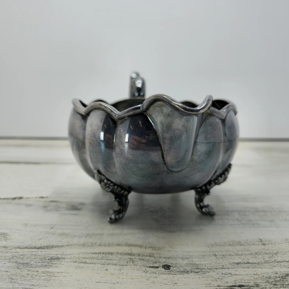 Jarra platillo de salsa Reed & Barton WINTHROP 1795A plato de plata con bonita petina Foto 3 de 4