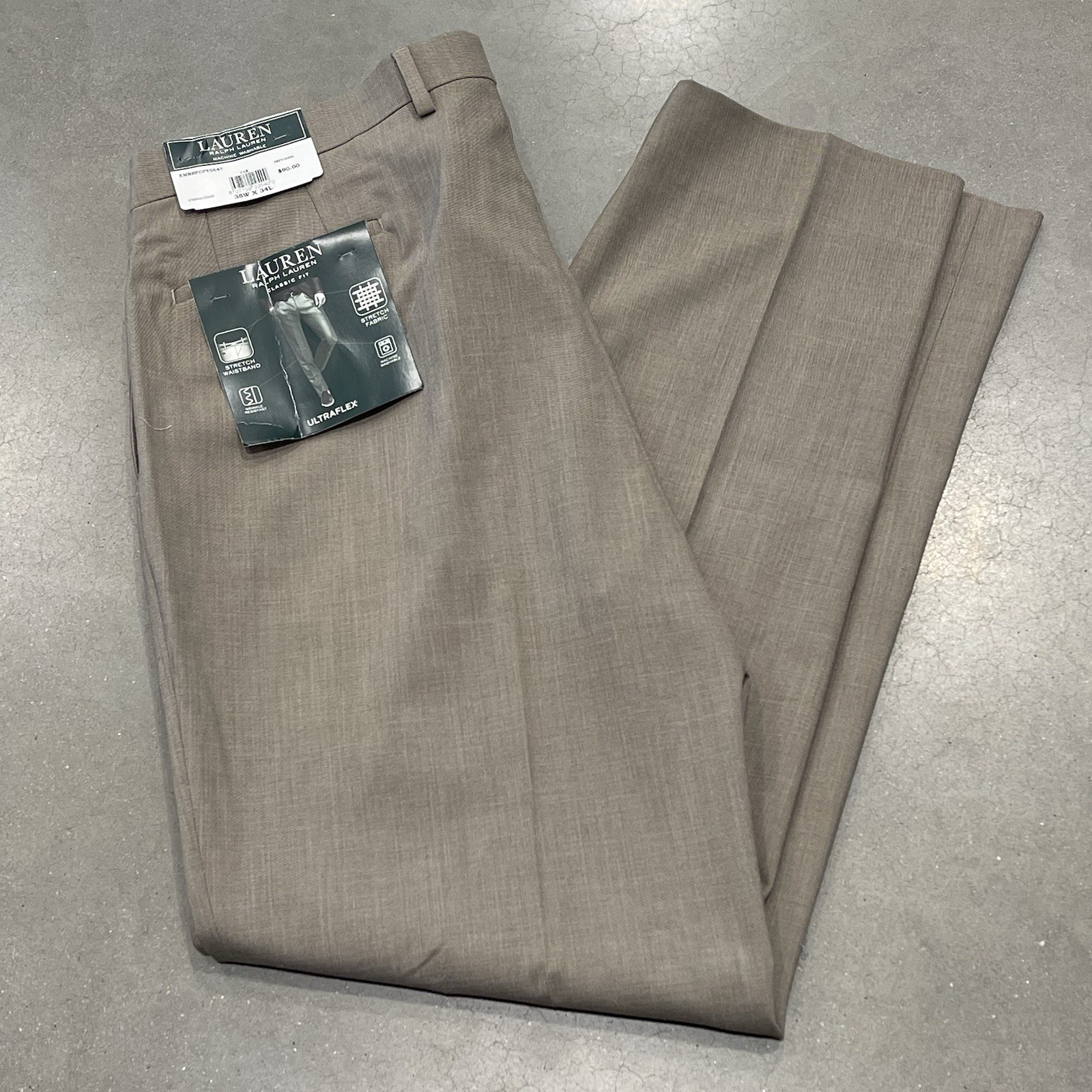 Lauren Ralph Lauren Dress Pants Mens 38x34 Tan Classic Fit UltraFlex