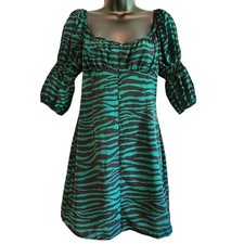 Nasty Gal zebra print dress green & black size 6 NWT