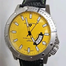 Swiss Legend Men's Automatic Atlantis Watch 47mm Yellow Eta 2824