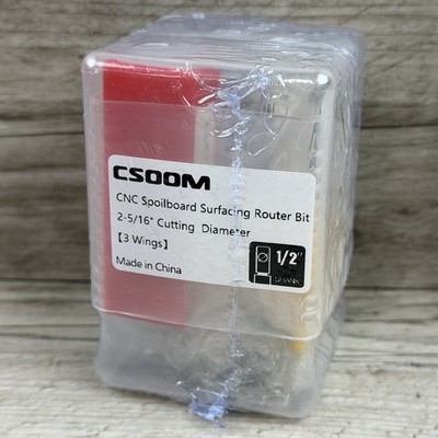 CSOOM CNC Spoilboard Surfacing Router Bit 1/2'' Shank 2-5-16'' Diameter 3 Wings