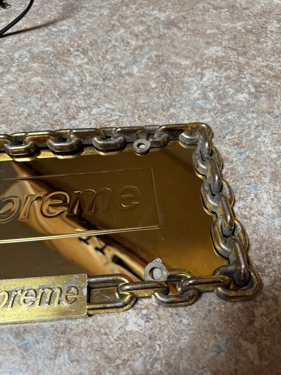 Used Supreme Gold Chain License Plate Frame FW18 RARE Car Box Logo