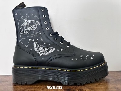 DR. MARTENS JADON CELESTIAL MOTH EMBROIDERED PLATFORM BOOT BLACK