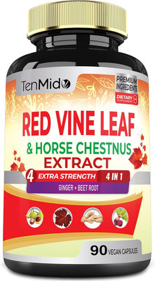 Red Vine Leaf Extract Capsules - with Horse Chestnut, Beet Root, Ginger - Herbal