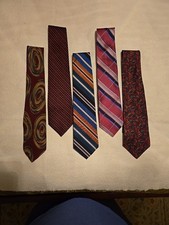 Lot of 5 Men's Neck Ties Multi-colored Striped, And Pattern Style