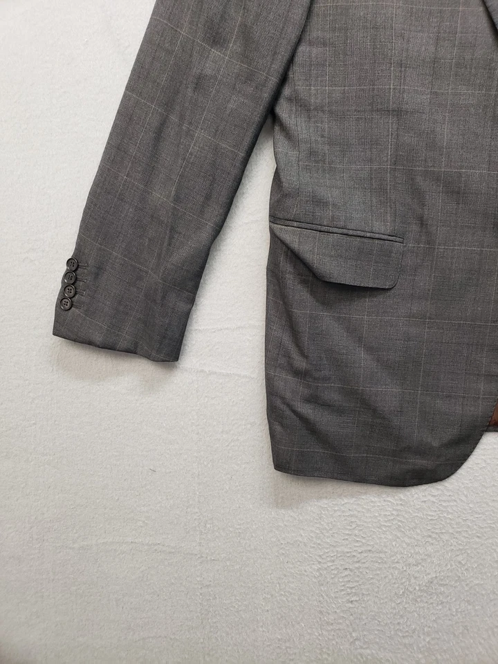 Isaia Men Blazer Jacket 56 Gray Plaid Button Sport Coat Casual Relaxed Fit US46 - Image 4 of 4