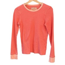 American Eagle Coral Waffle Knit Thermal Top Small Long Sleeve Y2K Casual Preppy