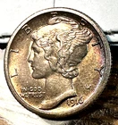 1916-S Mercury Dime Nice Original Choice AU/Unc. Pretty Toning! CHRC