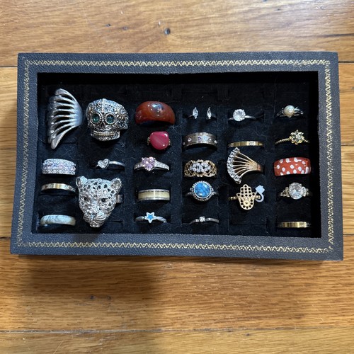Lot Of Rings Various Sizes & Styles Silver Tone Gold Tone - Display NOT included
