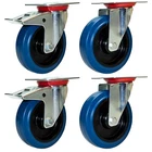 Transport Castors Swivel Castors with Brake Heavy Duty Castors Blue Wheel 80 100 125mm