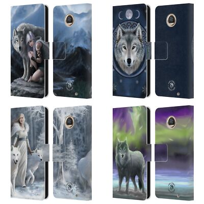 OFFICIAL ANNE STOKES WOLVES LEATHER BOOK WALLET CASE COVER FOR MOTOROLA PHONES