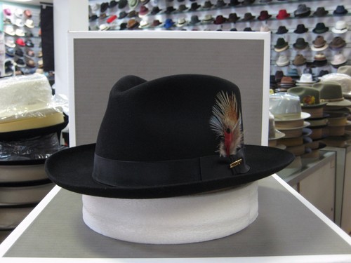 BLACK FUR FELT C-CROWN DRESS HAT | eBay