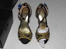 US 6 Rhinestone Pumps Sandal Pearl Womens PeepToe Block Party High Heel Shoes