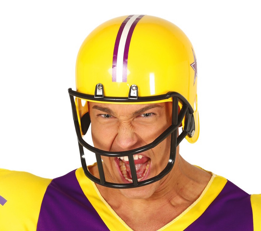 NET TOYS Aufblasbarer American Football Helm – Grau-Schwarz-Gelb – Perfekt Für Karneval & Mottopartys