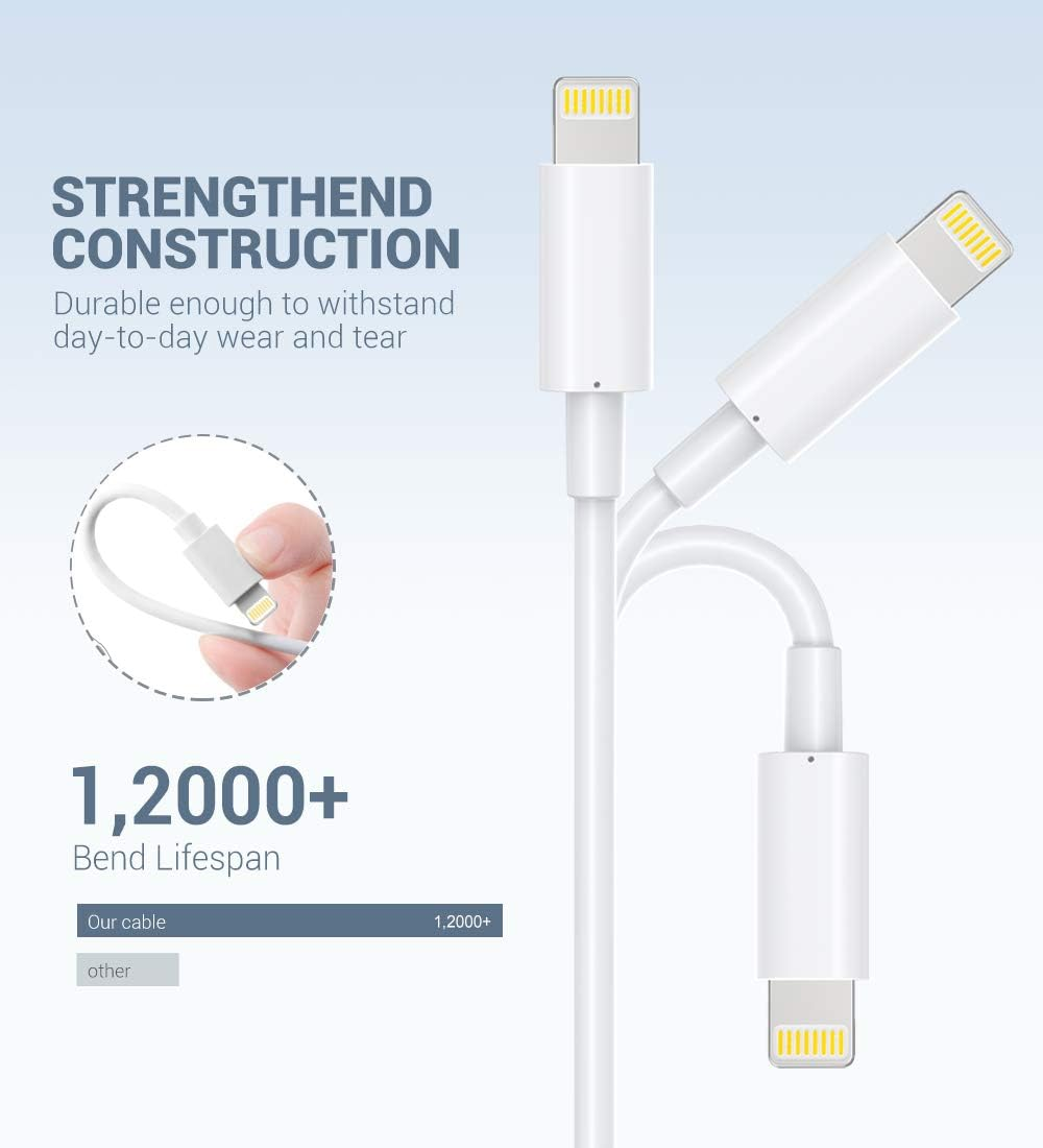Lightning Cable Mfi Certified, Iphone Charger 3 Pack 3FT Lightning to USB Cab...-image