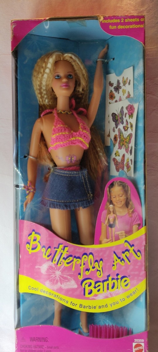 Vintage 1998 Butterfly Art Barbie with Tattoo New in Box Vintage 1998 Butterfly Art Barbie with Tattoo New in Box