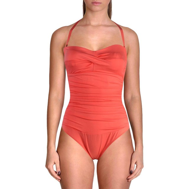 Lauren Ralph Lauren Womens Pink Twist Bandeau One piece Swimsuit 4 BHFO 