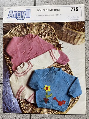 Argyll 775 Baby Kleinkind 3 Pullover Muster, Streifen, Motiv Größen 18,20,22�� DK #C