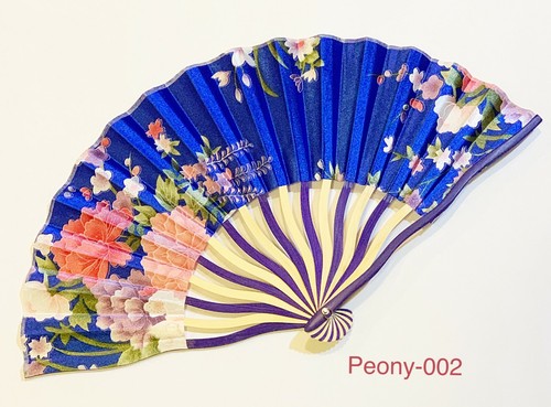 1 pc Japanese Geisha Girl Silk Hand Held Folding Hand Fan in Peony Flower Print - Picture 6 of 8