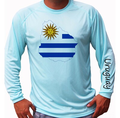 Uruguay Flag Map Fish Boat Long Sleeve UPF 30 T-Shirt UV Protection