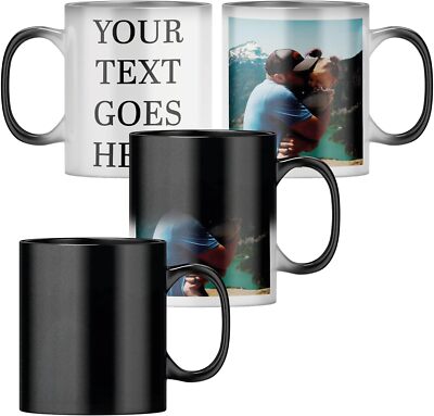 Personalised Heat Color Changing Magic Mug Matt Logo Photo Collage Gift  Birthday UK
