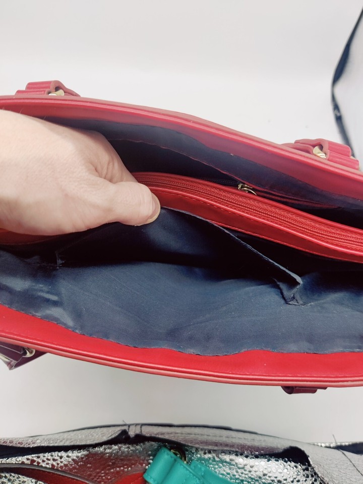 Tommy Hilfiger Tote Shoulder Bag Red TH Logo Purse Pocket Book 77806