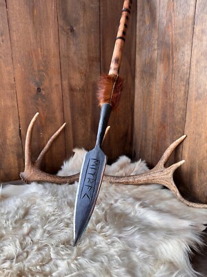 Handforged Bushcraft Spear, Handmade Medieval Hunting Javelin,Carbon Steel Spear