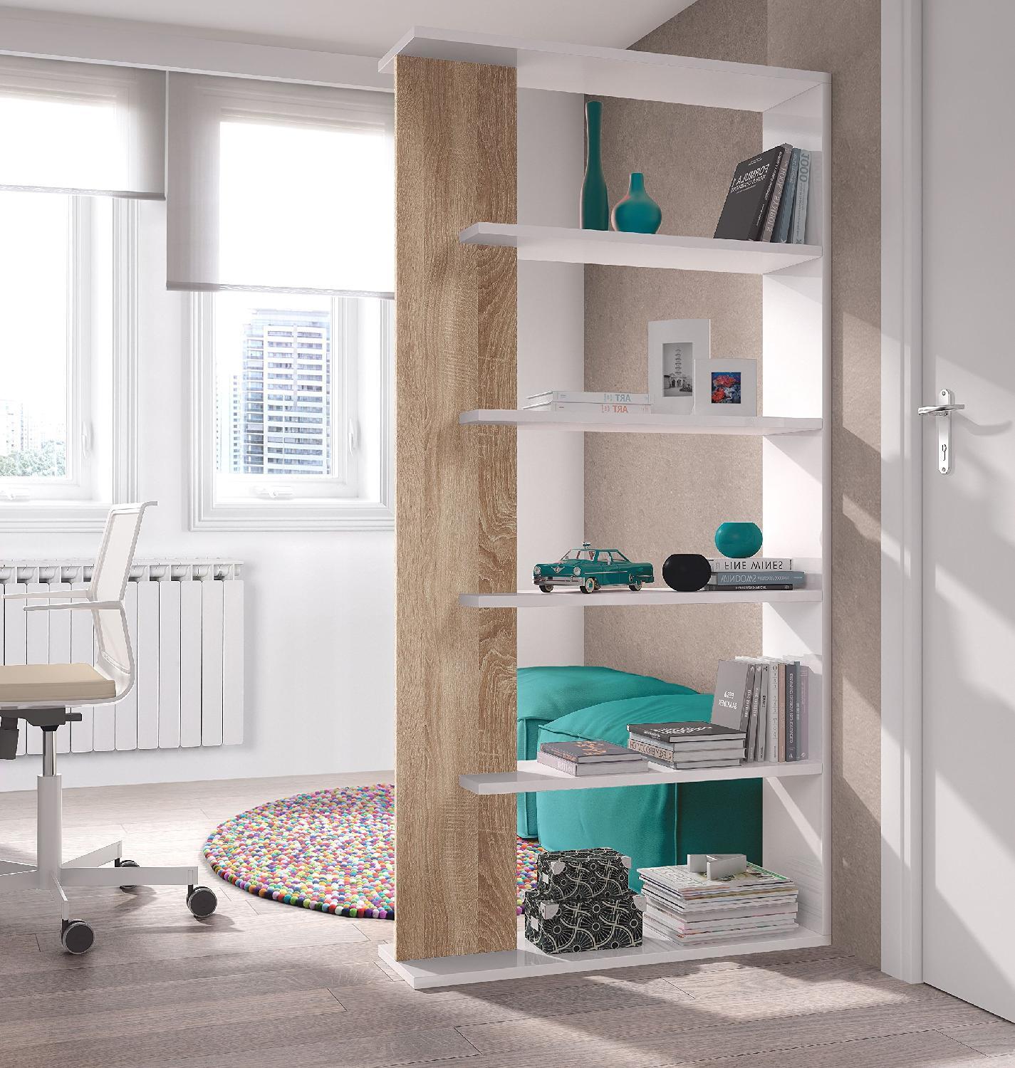 FORES HABITAT Libreria Scaffale Verticale 5 Ripiani 90x25x180h Rovere Alida