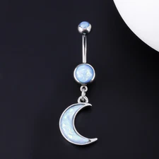1PC 14G Belly Button Rings Dangle Moon Navel Piercing Body Jewerly