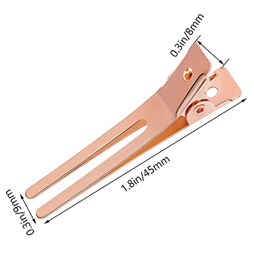 50pcs Hairdressing Double Prong Curl Clips, Wobe 1.8" Curl Setting Rose Gold - Foto 2 di 7