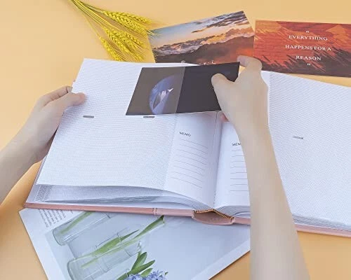 Álbum de fotos con capacidad para 200 imágenes horizontales 4x6 imitación cuero para Navidad rosa Foto 2 de 4